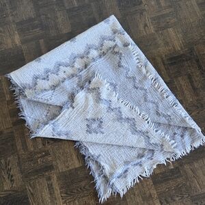 Gray and White Reversable Patterned Wool Wrap, Shawl By Aritzia Wilfred